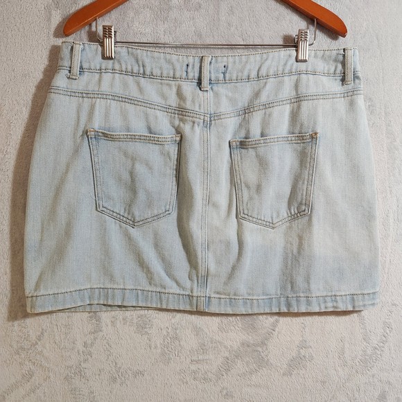 Forever 21 Light Wash Denim Mini Skirt Y2K Jeans Skirt Light Blue - Picture 2 of 6
